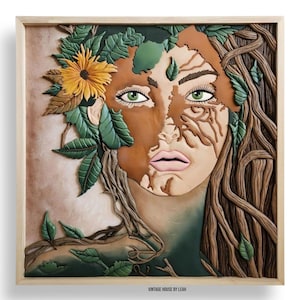 Mother Nature Dryad Handmade 3D Wood Art