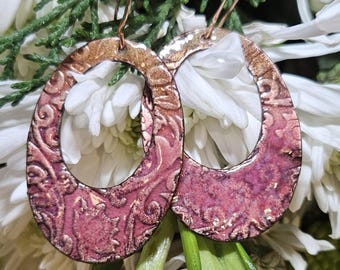 Dahlia copper enamel earrings