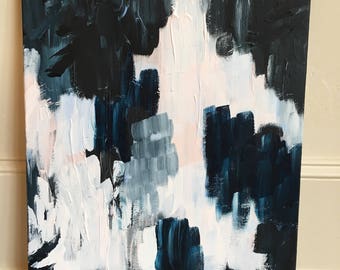 Refuge // 16x20 painting // acrylic painting // canvas painting // pink and grey painting // abstract art // gray