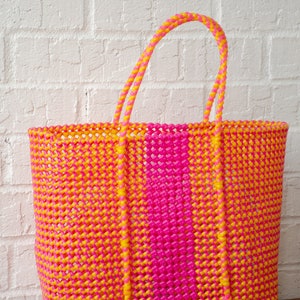 Large Market bag, Reusable Grocery bag, Beach Bag, Picnic basket, South Indian Wire Koodai Orange Popsicle, Mother's Day Gift image 2