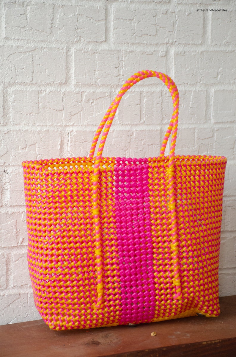 Large Market bag, Reusable Grocery bag, Beach Bag, Picnic basket, South Indian Wire Koodai Orange Popsicle, Mother's Day Gift image 2