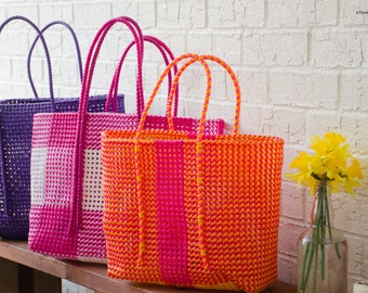 Large Market bag, Reusable Grocery bag, Beach Bag, Picnic basket, South Indian Wire Koodai - Orange Popsicle, Mother's Day Gift