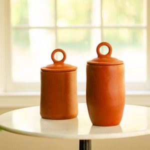 Handmade Terracotta Multipurpose Jar Tall,Earthenware Container,Terracotta Jar, Housewarming Gift, Kitchen Storage image 2