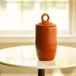 Handmade Terracotta Multipurpose Jar Tall,Earthenware Container,Terracotta Jar, Housewarming Gift, Kitchen Storage image 1