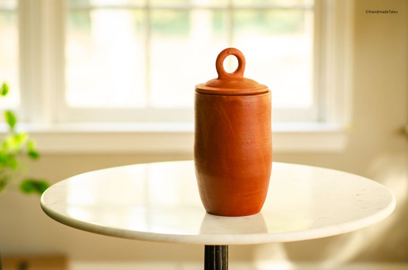 Handmade Terracotta Multipurpose Jar Tall,Earthenware Container,Terracotta Jar, Housewarming Gift, Kitchen Storage image 1