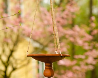 Handmade Terracotta Hanging Planter, Handmade Terracotta Hanging Bird Feeder, Clay Planter, Mother's Day Gift, Indoor Hanging Planter