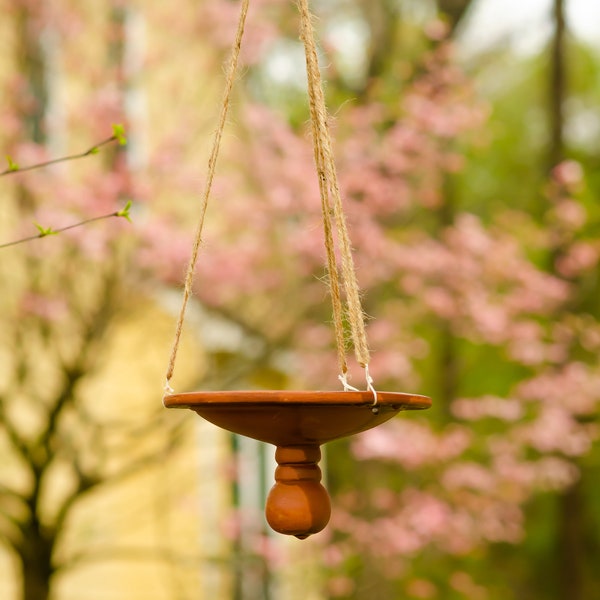 Handmade Terracotta Hanging Planter, Handmade Terracotta Hanging Bird Feeder, Clay Planter, Mother's Day Gift, Indoor Hanging Planter