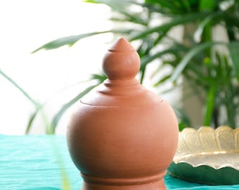 Handmade Terracotta Salt Jar with Lid|Clay Trinket Box|Rustic Kitchen Decor|Eco Friendly Storage Pot|Housewarming Gift| Artisan Clay|Pottery