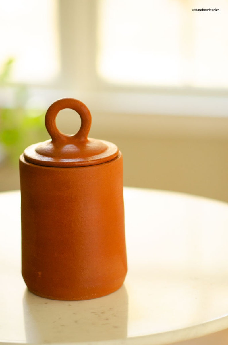 Handmade Terracotta Multipurpose Jar Medium,Earthenware Container,Terracotta Jar, Housewarming Gift, Kitchen Storage image 2