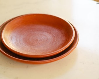 Pair of Handmade Terracotta Plates,Charcuterie Board,Cheese Board,Terracotta Dinner Plate,Clay Dinner Plate,Handmade Hostess Gift, Platter