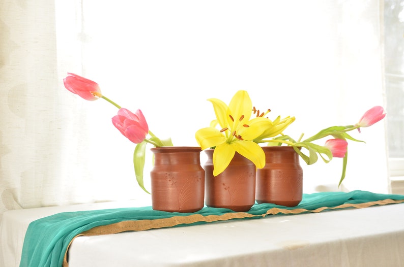Handmade Terra-cotta vase, herb planter, Housewarming gift, Unique pottery, Hostess gift, wedding centerpiece image 2