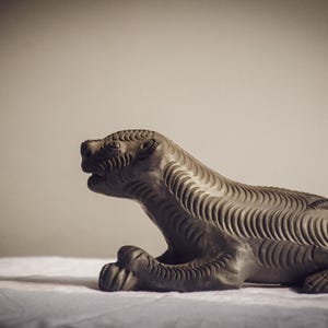 Black Terracotta Tiger Figurine | Sawaii Pottery from Rajasthan | Ranthambore | Handmade Indian Home Decor | Coffee Table Shelf Decor
