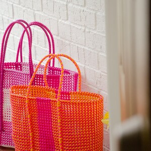 Large Market bag, Reusable Grocery bag, Beach Bag, Picnic basket, South Indian Wire Koodai Orange Popsicle, Mother's Day Gift image 4