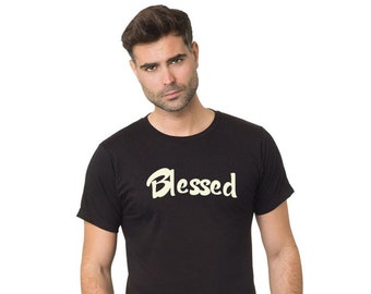 Blessed Black Tee: Unisex Joy! Perfect for Mom, Dad, or Anyone! Too Blessed to Stress! Great Gift!