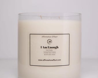 Dark Cedar Affirmation Candle: 60oz Coconut Wax, Masculine Scent