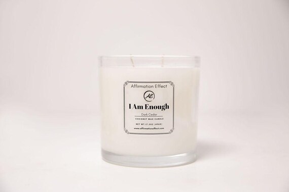 Dark Cedar Affirmation Candle- I AM Enough Candle | Hand-Poured Coconut Wax | Masculine Home Decor