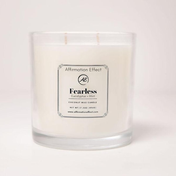 Eucalyptus and Peppermint Candle | Stress Relief | Toxin-Free Coconut Wax | Refresh & Renew | Large Candle | Affirmation Candle | Oils