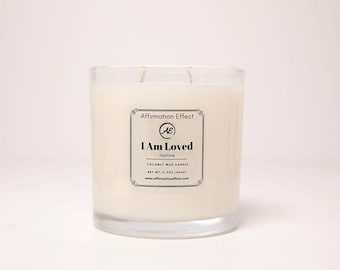 Jasmine Affirmation Candle – 16oz Coconut Wax Aromatherapy Candle for Relaxation, Self Love & Peace