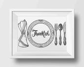 Silverware Printable Art. Clipart Instant Download. Home decor, cutlery, wall art, fork, knife, spoon, plate, vintage, SVG, PNG