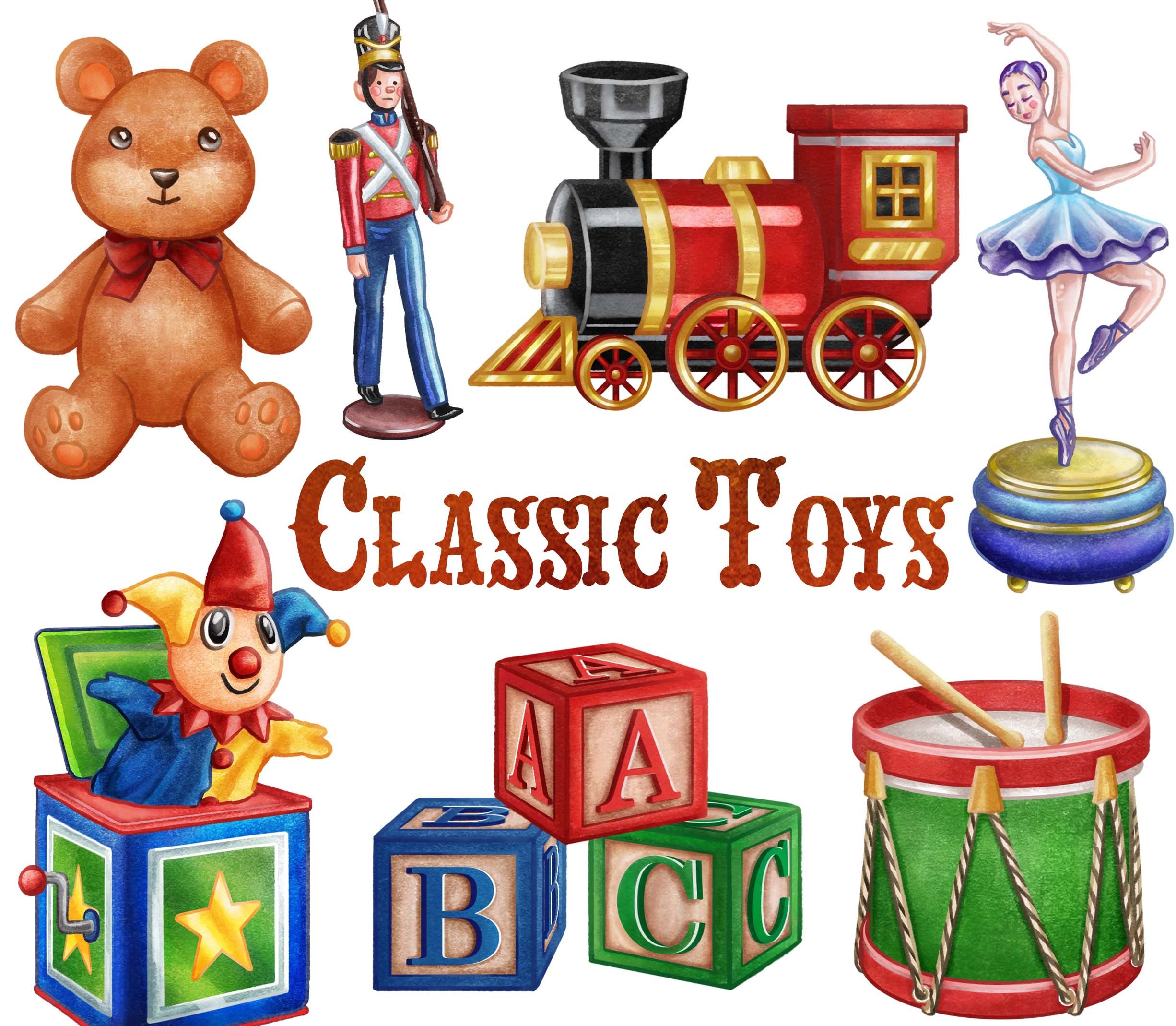 Classic Toys Clipart. Instant Digital Download. Teddy - Etsy Classic Toys Clipart. Instant Digital Download. Teddy - Etsy