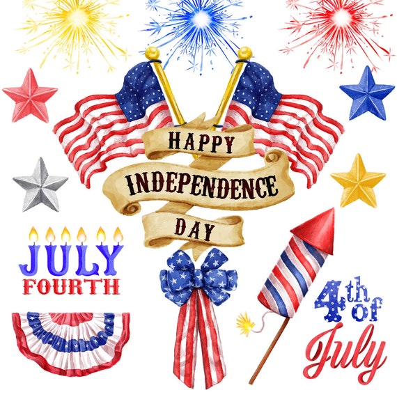 Fourth of July Watercolor Clipart. Instant Digital Download. | Etsy