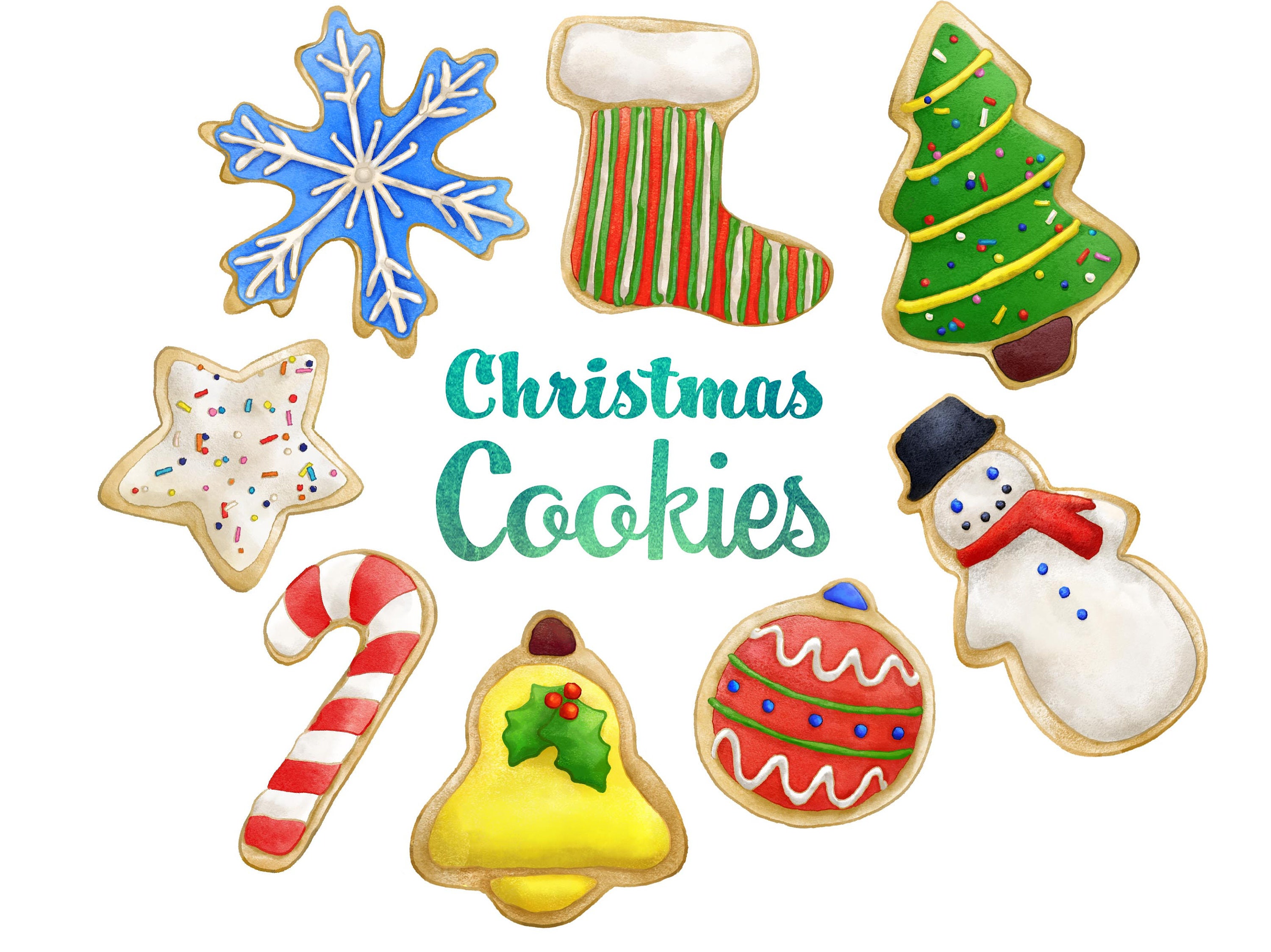 Christmas Cookies Clipart. Instant Digital Download. Sugar ...