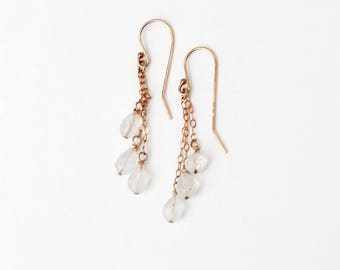 3 rainbow moonstone dangle earrings