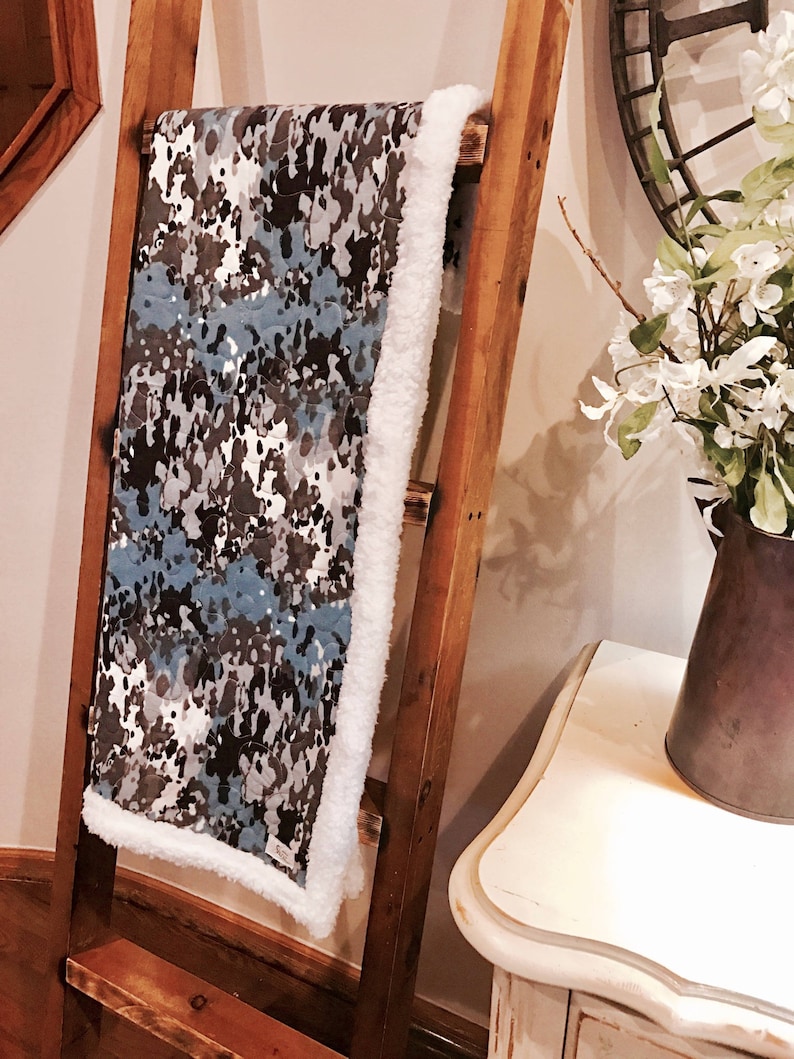 Blue camo blanket baby blanket adult throw modern baby gift shower gift