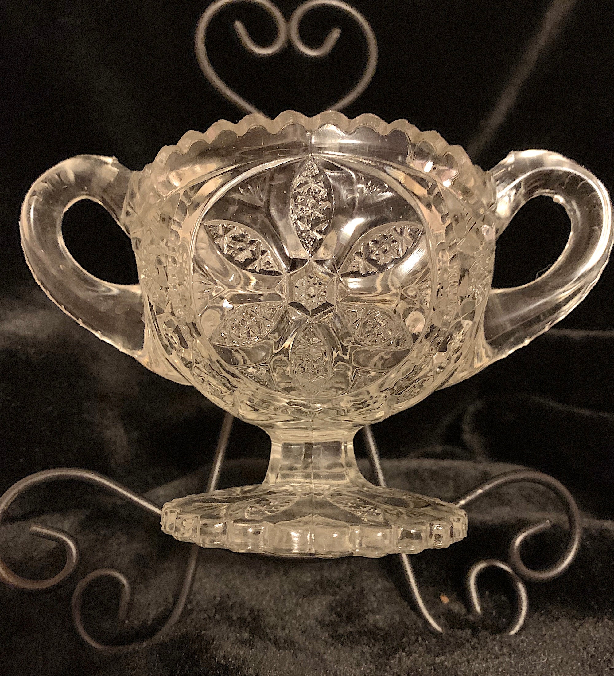 Vintage Crystal Sugar Bowl 1910 Etsy