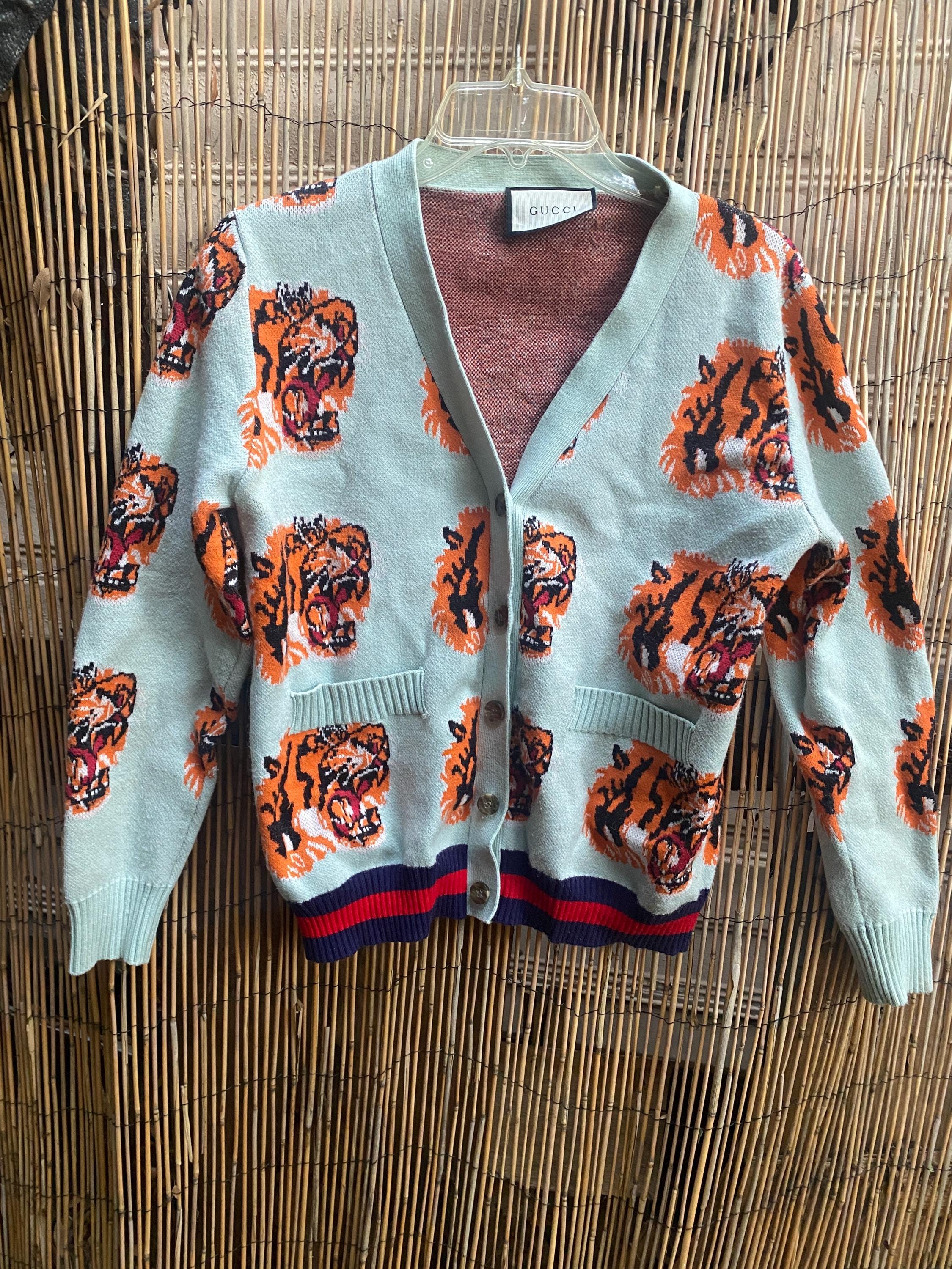 ❤︎"GUCCI TIGER セーター❤︎" Orange Gucci Tiger Intarsia Sweater Size XL | eBay
