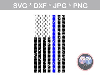 Thin Blue Line Police Vertical Flag Hero svg dxf png jpg digital cut file for cutting machines personal commercial Silhouette Cameo Cricut