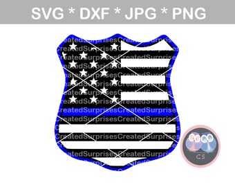 Police, Badge, Flag, Hero, svg, dxf, png, jpg digital cut file for cutting machines, personal, commercial, Silhouette Cameo, Cricut