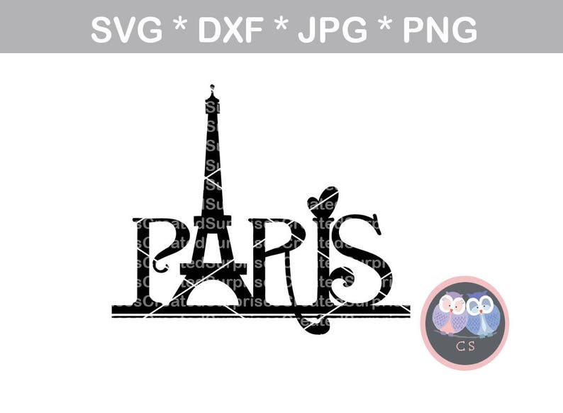 K&ouml;nnte beinhalten: Schwarze und wei&szlig;e Silhouette des Eiffelturms mit dem Wort "PARIS" in einer stilisierten Schriftart. Das Wort "PARIS" wird teilweise vom Eiffelturm verdeckt.