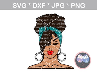 Afro woman, black woman, curly hair, svg dxf png jpg digital cut file for cutting machines, personal, commercial, Silhouette Cameo, Cricut