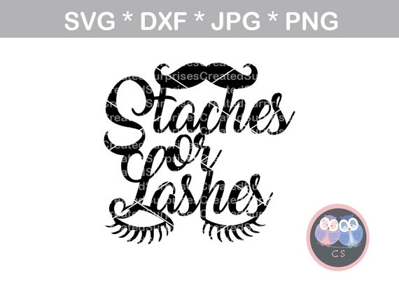 Staches Or Lashes Gender Reveal Baby Cake Topper Svg Dxf Png Etsy
