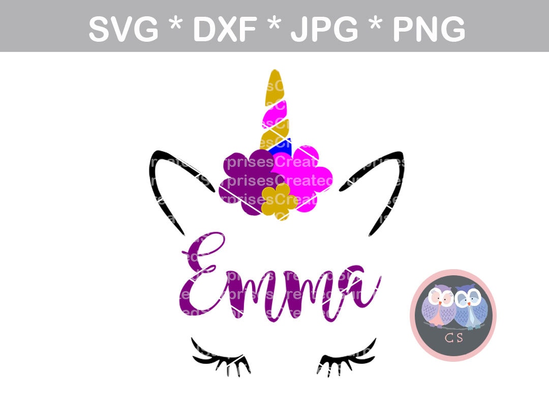 Download Unicorn face cute horn svg dxf png jpg digital cut file | Etsy