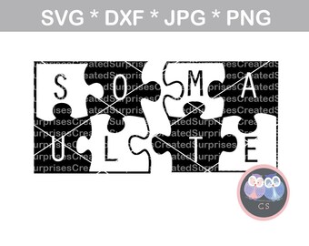 Soul Mate Love Puzzle pieces interlocking svg dxf png jpg digital cut file for cutting machines personal commercial Silhouette Cameo Cricut