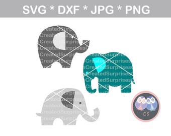 Elephant silhouette trio nursery baby svg dxf png jpg digital cut file for cutting machines, personal, commercial, Silhouette Cameo, Cricut