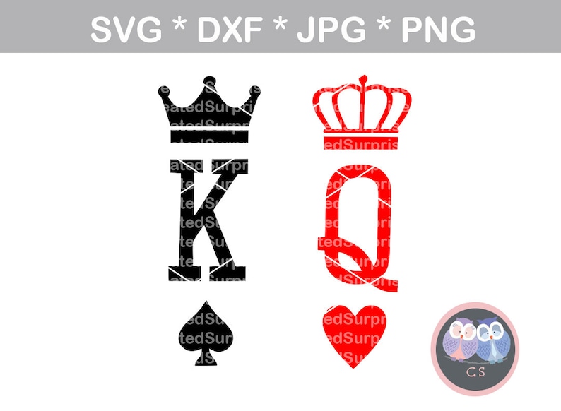 Download King Queen Crown crowns heart spade svg dxf png jpg ...