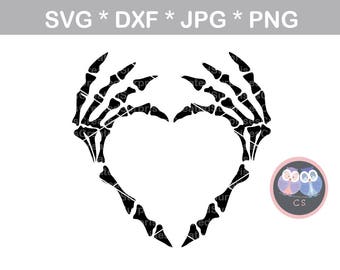 Skeleton heart hands, Halloween, svg, dxf, png, jpg digital cut file for cutting machine, personal, commercial, Silhouette Cameo, Cricut