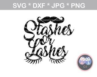 Stashes or lashes gender reveal baby cake topper svg dxf png jpg digital cut file for cutting machines personal commercial Silhouette Cricut