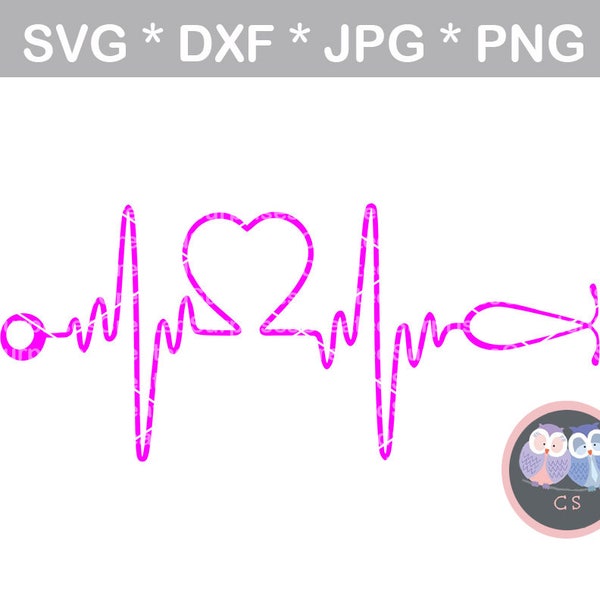 Nurse doctor medical stethoscope heart svg dxf png jpg digital cut file for cutting machines, personal, commercial, Silhouette Cameo, Cricut