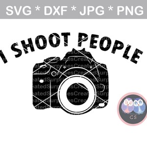 May include: Black and white silhouette of a camera with the text "I shoot people" above it. Two cartoon owls are in the lower right corner.