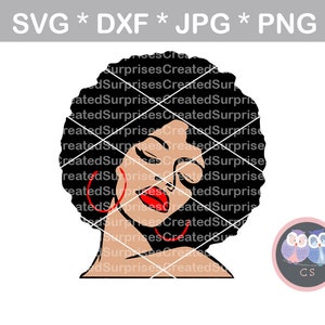 Afro woman, colored face, queen, svg dxf png jpg digital cut file for cutting machines, personal, commercial, Silhouette Cameo, Cricut