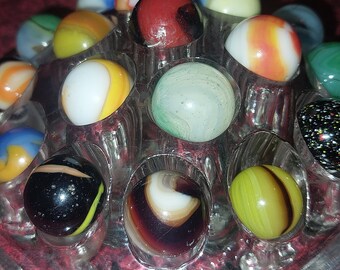 Twenty vintage marbles