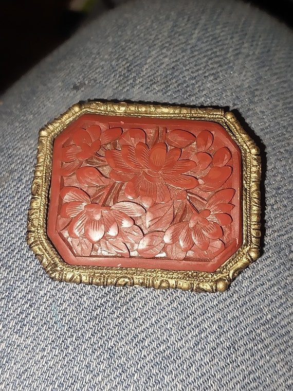 Antique Chinese connabar broach.