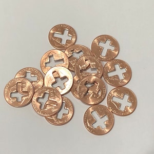 50 Cross cut out pennies - 2023 or mixed years- weddings, births, first communions, graduations, vbs vacation bible school - full penny roll