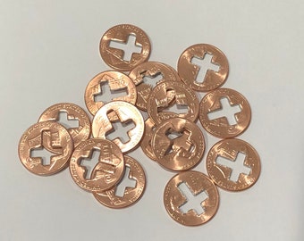 50 Cross cut out pennies - 2023 or mixed years- weddings, births, first communions, graduations, vbs vacation bible school - full penny roll