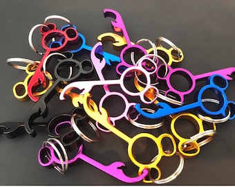 5 Mickey Mouse shaped bottle key chain openers - assorted colors - Disney Cruise fish extender gift for mom, dads, teen or cabins