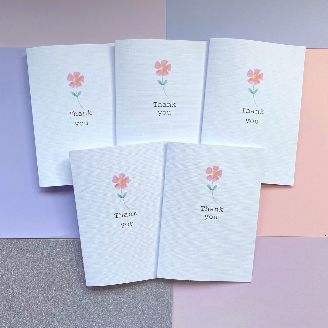 Pack of 10 Flower Thank You Cards - Etsy